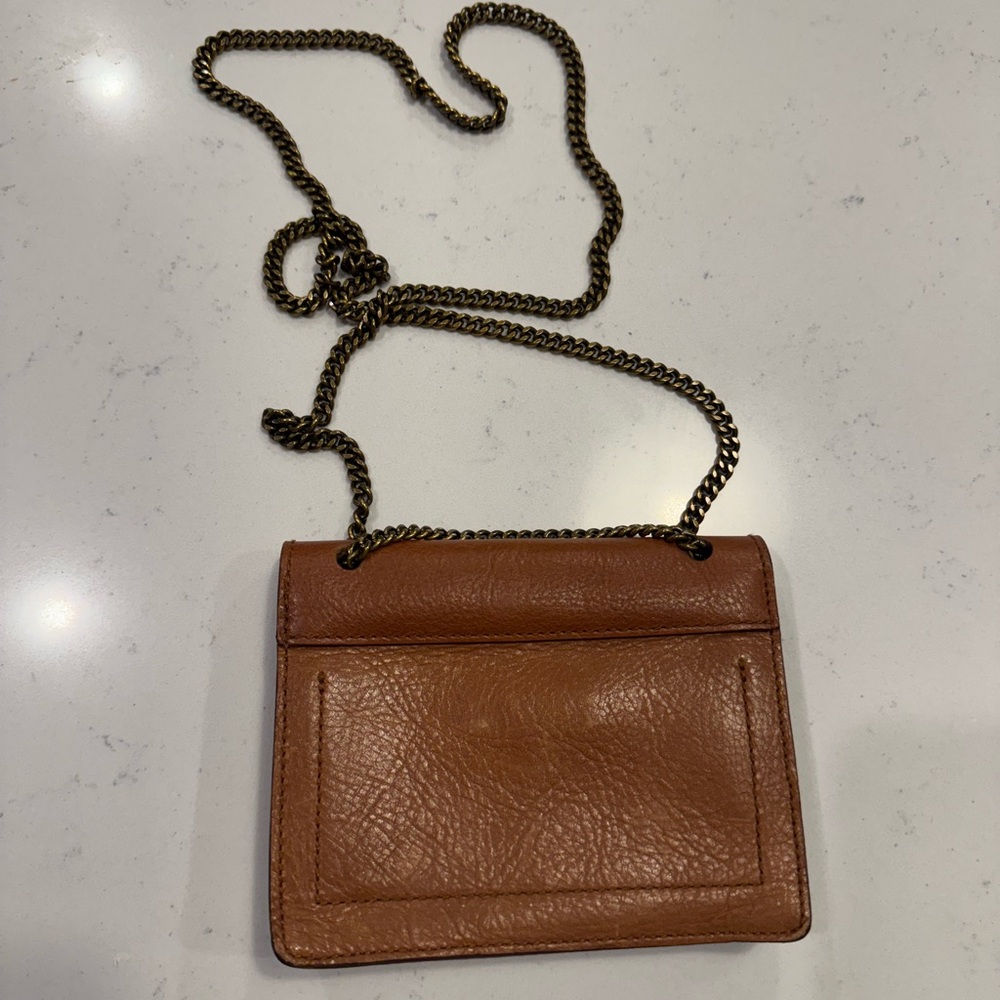 Madewell Tan Leather Crossbody with Chain Strap